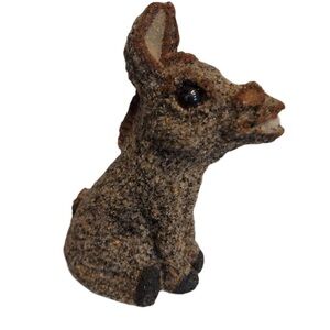 American Stone Art Donkey Figurine BY BLISS  4" Mule Sand  Textured Black Eyed